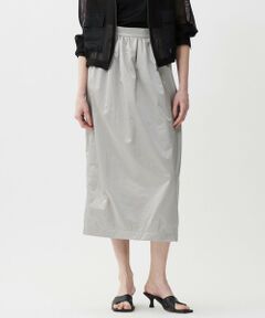 L size ONWARD(大きいサイズ) / エルサイズオンワード ミニ・ひざ丈スカート | メタリックナイロンサテン コクーンスカート