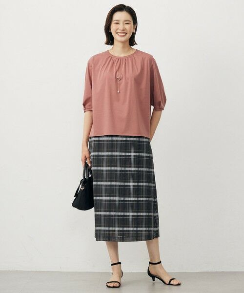 L size ONWARD(大きいサイズ) / エルサイズオンワード ミニ・ひざ丈スカート | 【洗える】シアーチェック スカート | 詳細2