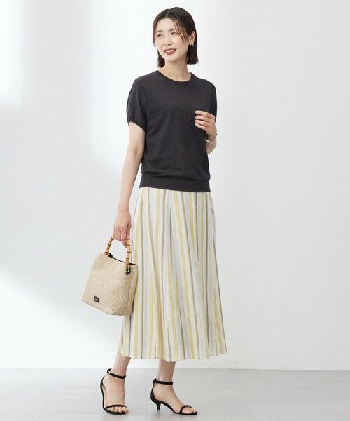 L size ONWARD(大きいサイズ) / エルサイズオンワード ミニ・ひざ丈スカート | 【洗える】ランダムストライプ スカート | 詳細7