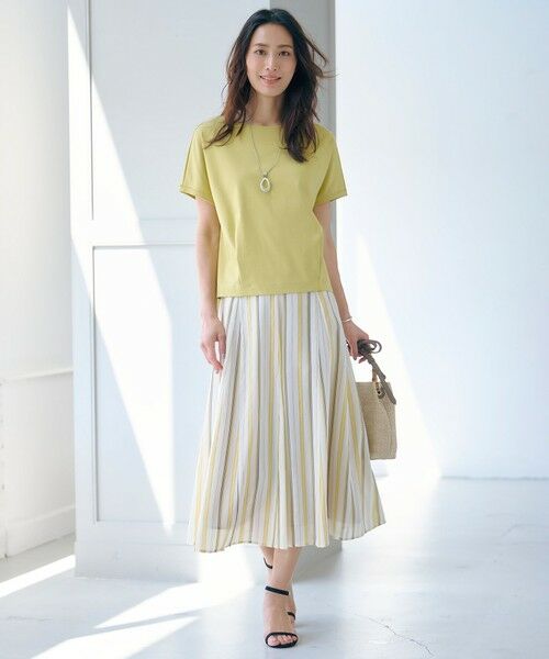 L size ONWARD(大きいサイズ) / エルサイズオンワード ミニ・ひざ丈スカート | 【洗える】ランダムストライプ スカート | 詳細2