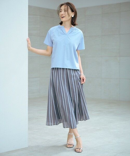 L size ONWARD(大きいサイズ) / エルサイズオンワード ミニ・ひざ丈スカート | 【洗える】ランダムストライプ スカート | 詳細15