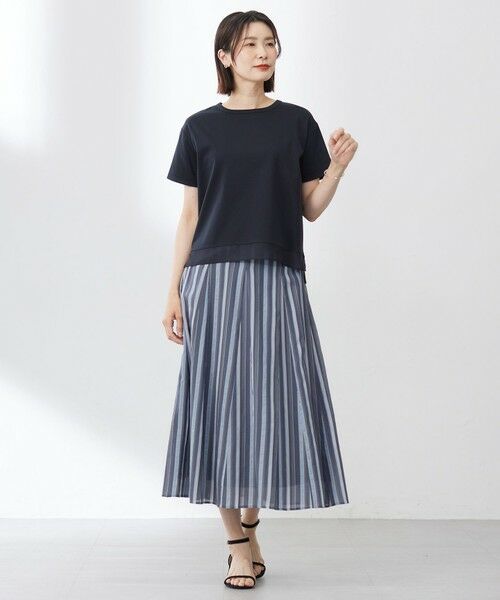 L size ONWARD(大きいサイズ) / エルサイズオンワード ミニ・ひざ丈スカート | 【洗える】ランダムストライプ スカート | 詳細17