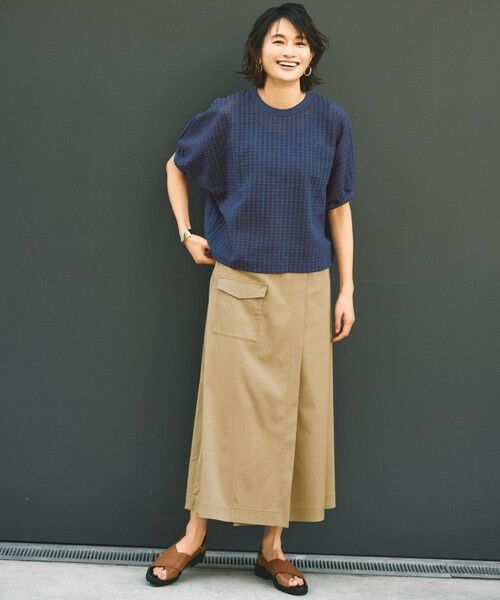 L size ONWARD(大きいサイズ) / エルサイズオンワード ミニ・ひざ丈スカート | 【カタログ掲載・接触冷感・UVカット・洗える】デニムライクボトムフレア スカート | 詳細1