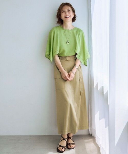 L size ONWARD(大きいサイズ) / エルサイズオンワード ミニ・ひざ丈スカート | 【カタログ掲載・接触冷感・UVカット・洗える】デニムライクボトムフレア スカート | 詳細2