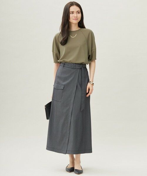 L size ONWARD(大きいサイズ) / エルサイズオンワード ミニ・ひざ丈スカート | 【カタログ掲載・接触冷感・UVカット・洗える】デニムライクボトムフレア スカート | 詳細8