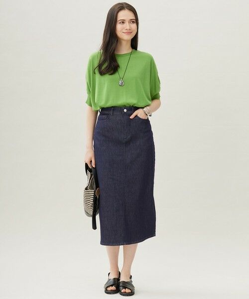 L size ONWARD(大きいサイズ) / エルサイズオンワード デニムスカート | 【19号サイズまで展開・洗える】ウスカルデニムAライン スカート | 詳細1