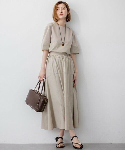 L size ONWARD(大きいサイズ) / エルサイズオンワード ミニ・ひざ丈スカート | 【接触冷感/撥水加工】ストレッチブロード ギャザースカート | 詳細13