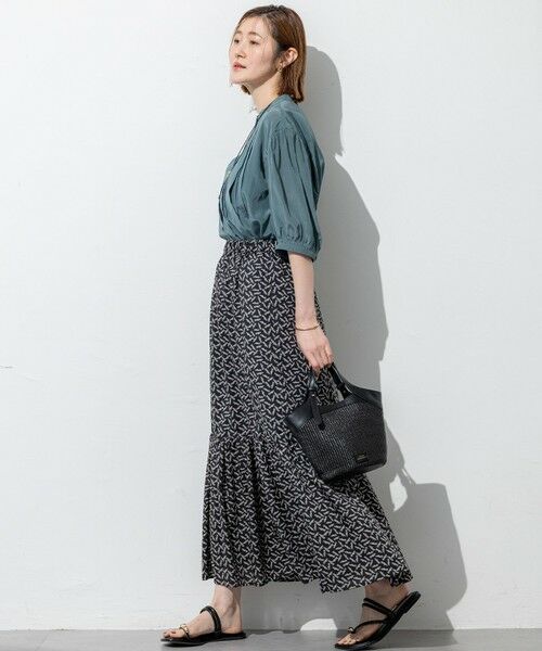 L size ONWARD(大きいサイズ) / エルサイズオンワード ミニ・ひざ丈スカート | 【洗える】エスパドリーユプリント ティアード スカート | 詳細3