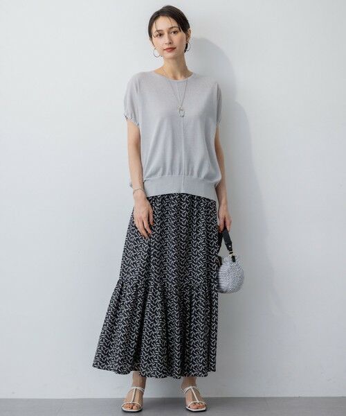 L size ONWARD(大きいサイズ) / エルサイズオンワード ミニ・ひざ丈スカート | 【洗える】エスパドリーユプリント ティアード スカート | 詳細4