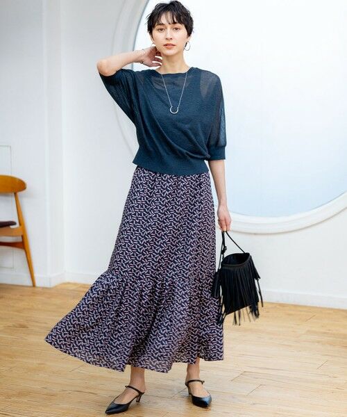 L size ONWARD(大きいサイズ) / エルサイズオンワード ミニ・ひざ丈スカート | 【洗える】エスパドリーユプリント ティアード スカート | 詳細16