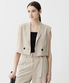 L size ONWARD(大きいサイズ) / エルサイズオンワード ベスト | 【接触冷感・UVカット・洗える】 T/Rドライリネン ショートジレ