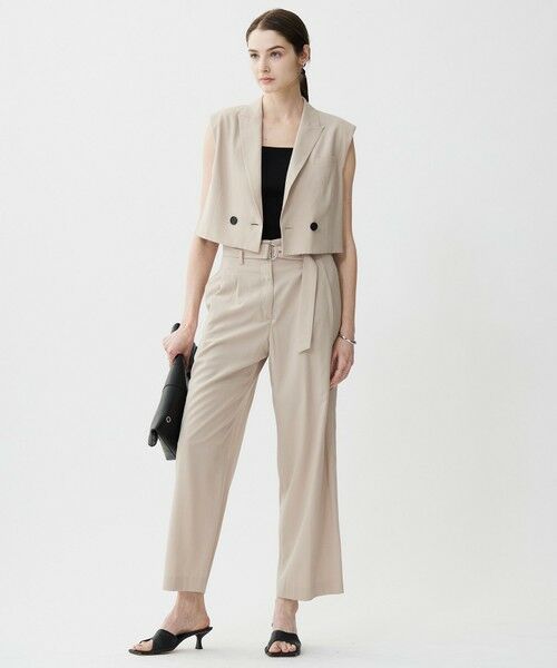 L size ONWARD(大きいサイズ) / エルサイズオンワード ベスト | 【接触冷感・UVカット・洗える】 T/Rドライリネン ショートジレ | 詳細1