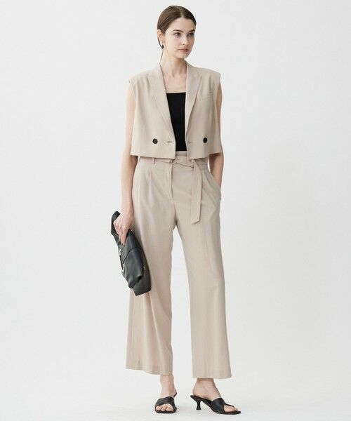 L size ONWARD(大きいサイズ) / エルサイズオンワード ベスト | 【接触冷感・UVカット・洗える】 T/Rドライリネン ショートジレ | 詳細2