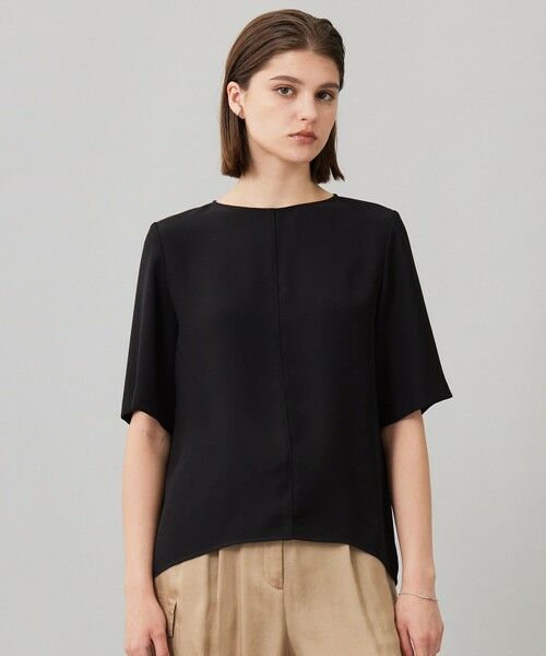 L size ONWARD(大きいサイズ) / エルサイズオンワード シャツ・ブラウス | 【UVカット・防シワ・洗える】ライトダブルクロス Tブラウス(ブラック系)