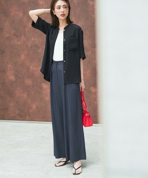 L size ONWARD(大きいサイズ) / エルサイズオンワード シャツ・ブラウス | 【UVカット・防シワ・洗える】ライトダブルクロス バンドカラーブラウス | 詳細12