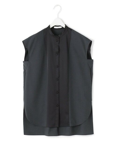 L size ONWARD(大きいサイズ)/エルサイズオンワード 【WEB＆一部店舗限定】 AiryTypewriter ノースリーブブラウス ネイビー×ブラック系 46