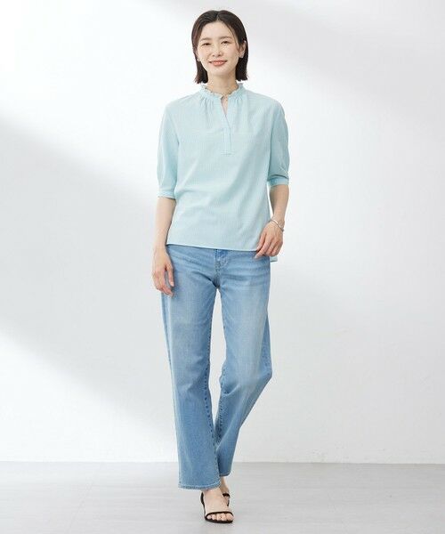 L size ONWARD(大きいサイズ) / エルサイズオンワード シャツ・ブラウス | 【洗える】SHEER ギンガム スキッパー ブラウス | 詳細5