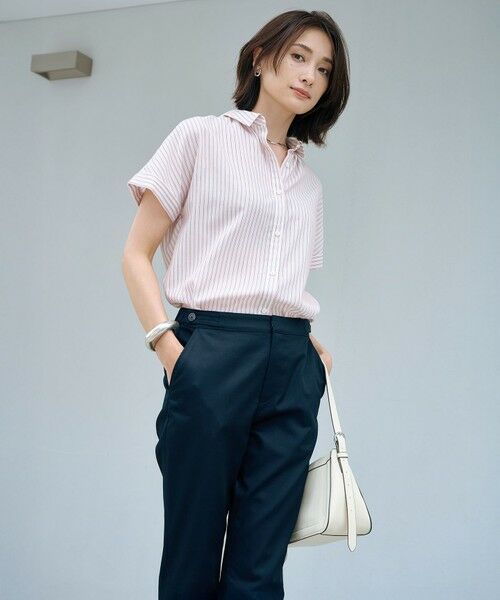 L size ONWARD(大きいサイズ) / エルサイズオンワード シャツ・ブラウス | 【洗える・接触冷感】ドビー強撚ストライプ シャツ ブラウス | 詳細1