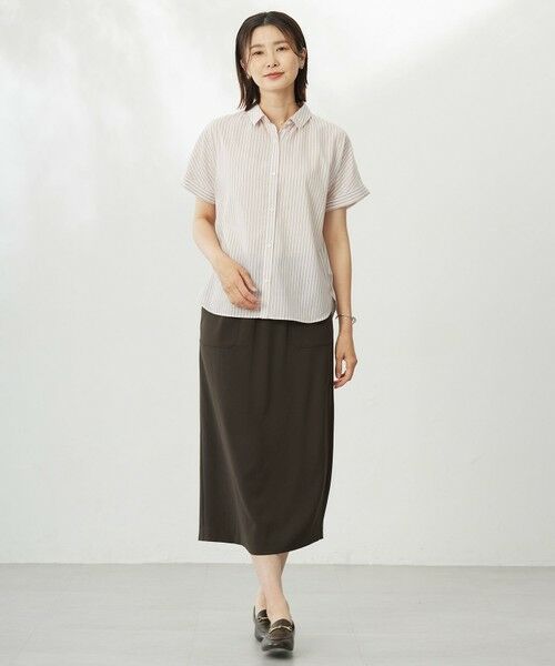 L size ONWARD(大きいサイズ) / エルサイズオンワード シャツ・ブラウス | 【洗える・接触冷感】ドビー強撚ストライプ シャツ ブラウス | 詳細3