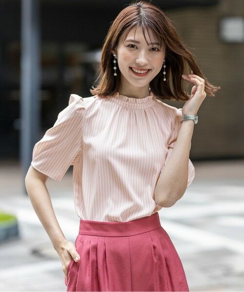 セール】 【洗える】フリルネックスタンド ブラウス （シャツ