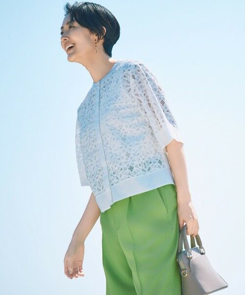 L size ONWARD(大きいサイズ) / エルサイズオンワード シャツ・ブラウス | 【カタログ掲載・洗える】フラワータイルレース ブラウス | 詳細4