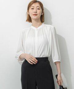 L size ONWARD(大きいサイズ) / エルサイズオンワード シャツ・ブラウス | ライトバックサテンアムンゼン ギャザーブラウス