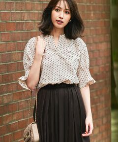 L size ONWARD(大きいサイズ) / エルサイズオンワード シャツ・ブラウス | 【WEB&一部店舗限定/洗える】ドットプリント サッカー ブラウス