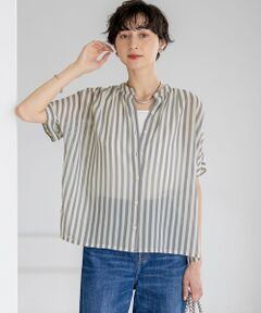 L size ONWARD(大きいサイズ) / エルサイズオンワード シャツ・ブラウス | 【WEB&一部店舗限定/洗える】ストライププリント シフォン ブラウス