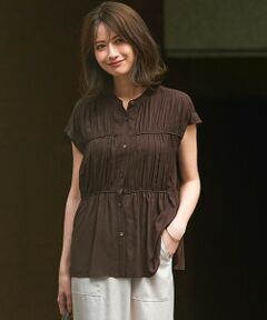 L size ONWARD(大きいサイズ) / エルサイズオンワード シャツ・ブラウス | 【接触冷感/WEB&一部店舗限定】レーヨンスパローン ティアード ブラウス