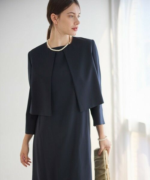 L size ONWARD(大きいサイズ) / エルサイズオンワード その他アウター | 【APPLAUDIR】バックサテンジョーゼット ジャケット(ネイビー系)