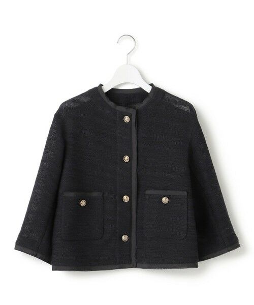 L size ONWARD(大きいサイズ) / エルサイズオンワード ノーカラージャケット | サマーツイード 7分袖 ジャケット | 詳細5