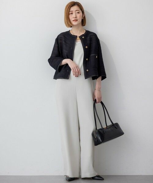 L size ONWARD(大きいサイズ) / エルサイズオンワード ノーカラージャケット | サマーツイード 7分袖 ジャケット | 詳細2