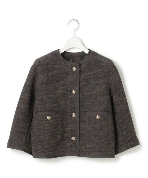 L size ONWARD(大きいサイズ) / エルサイズオンワード ノーカラージャケット | サマーツイード 7分袖 ジャケット | 詳細14