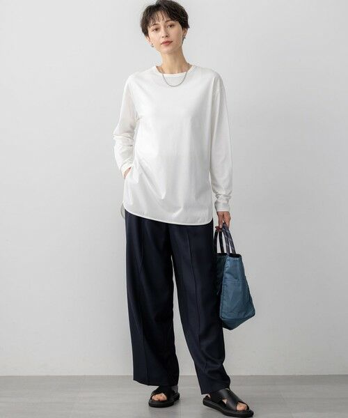 L size ONWARD(大きいサイズ) / エルサイズオンワード カットソー | 【大好評素材/洗える】コットンベアジャージー ロング Tシャツ | 詳細6