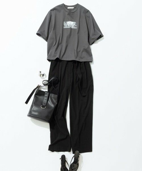 L size ONWARD(大きいサイズ) / エルサイズオンワード カットソー | 【接触冷感・UVケア・洗える】クロップド ロゴTEE | 詳細4