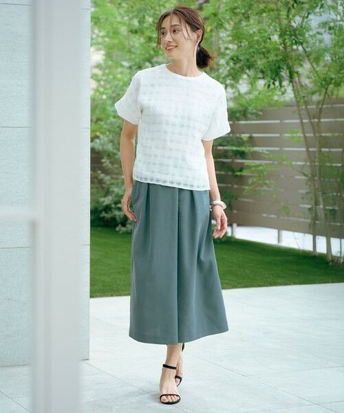 L size ONWARD(大きいサイズ) / エルサイズオンワード カットソー | 【洗える】チェックコンビジャージー カットソー | 詳細2