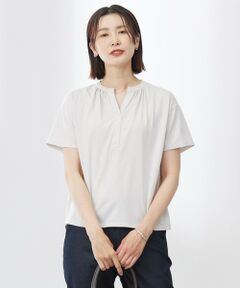 L size ONWARD(大きいサイズ) / エルサイズオンワード カットソー | 【洗える・接触冷感】プレーティングジャージー バンドカラー カットソー