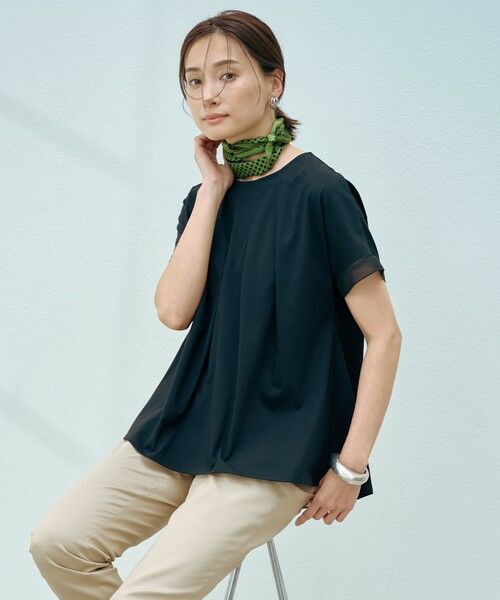 L size ONWARD(大きいサイズ) / エルサイズオンワード カットソー | 【洗える・接触冷感】プレーティングジャージー フレア カットソー | 詳細4