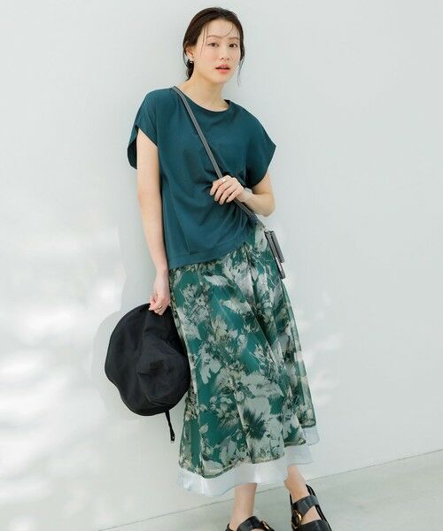 L size ONWARD(大きいサイズ) / エルサイズオンワード カットソー | 【接触冷感・UVカット・洗える】ハイストレッチスムースフレンチスリーブ カットソー | 詳細5