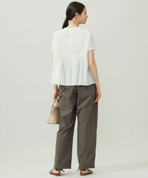 L size ONWARD(大きいサイズ) / エルサイズオンワード カットソー | 【洗える】リネンサッカーコンビペプラム カットソー | 詳細2