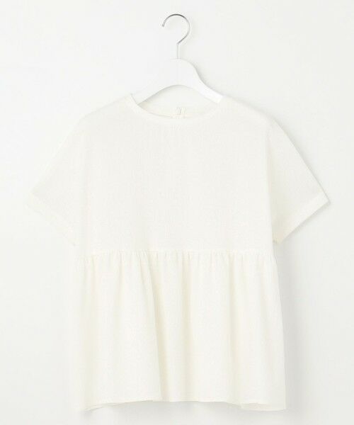 L size ONWARD(大きいサイズ) / エルサイズオンワード カットソー | 【洗える】リネンサッカーコンビペプラム カットソー | 詳細3