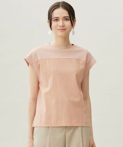 L size ONWARD(大きいサイズ) / エルサイズオンワード カットソー | 【カタログ掲載・洗える】リネンサッカーコンビブロッキング カットソー