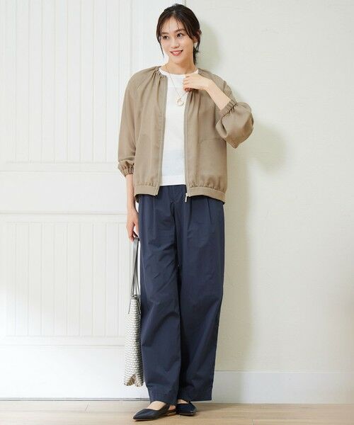 L size ONWARD(大きいサイズ) / エルサイズオンワード カットソー | 【カタログ掲載・洗える】リネンサッカーコンビブロッキング カットソー | 詳細5