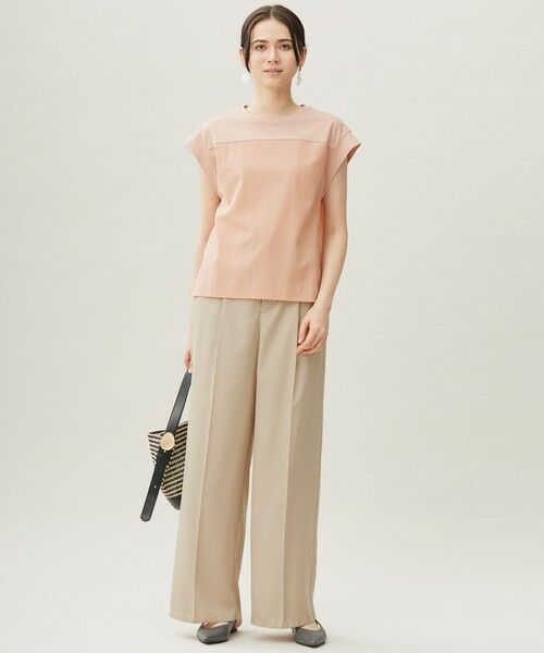 L size ONWARD(大きいサイズ) / エルサイズオンワード カットソー | 【カタログ掲載・洗える】リネンサッカーコンビブロッキング カットソー | 詳細16