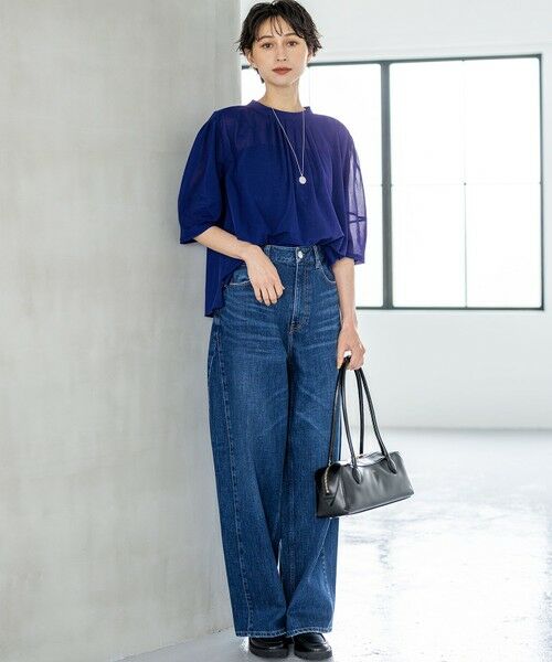 L size ONWARD(大きいサイズ) / エルサイズオンワード カットソー | 【洗える】クリアトリコットジャージー ギャザーフォルム カットソー | 詳細15