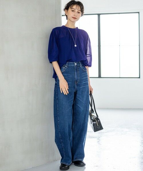 L size ONWARD(大きいサイズ) / エルサイズオンワード カットソー | 【洗える】クリアトリコットジャージー ギャザーフォルム カットソー | 詳細16