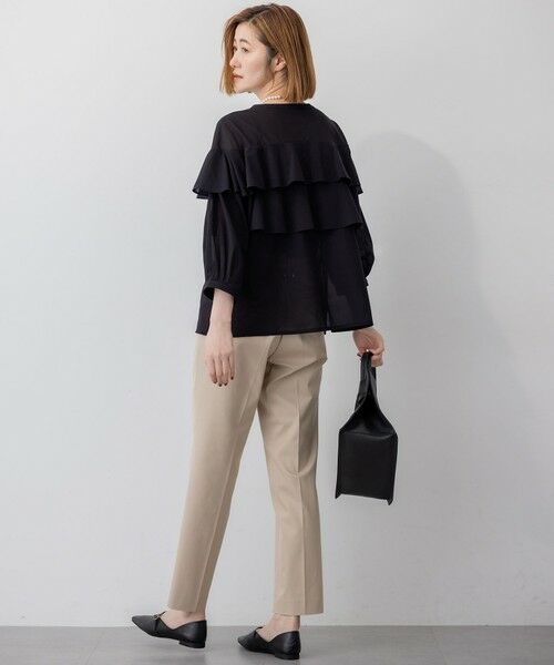 L size ONWARD(大きいサイズ) / エルサイズオンワード カットソー | 【Oggi9月号掲載/洗える】クリアトリコットジャージー フリルデザイン カットソー | 詳細3