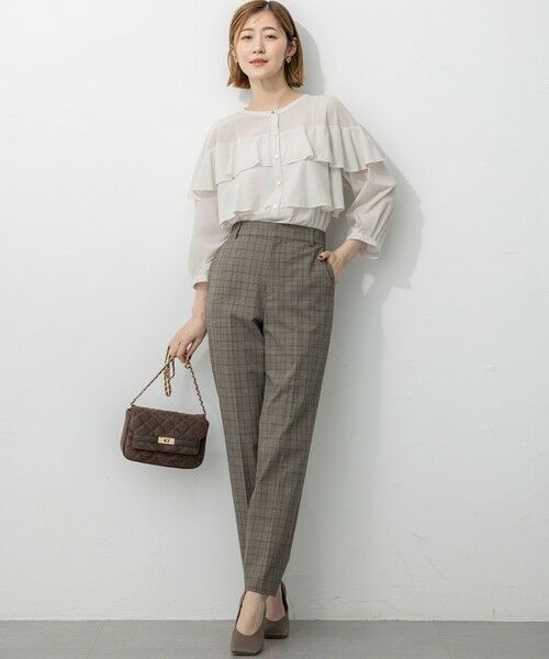 L size ONWARD(大きいサイズ) / エルサイズオンワード カットソー | 【Oggi9月号掲載/洗える】クリアトリコットジャージー フリルデザイン カットソー | 詳細4