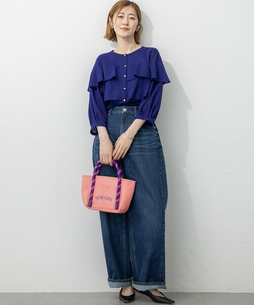 L size ONWARD(大きいサイズ) / エルサイズオンワード カットソー | 【Oggi9月号掲載/洗える】クリアトリコットジャージー フリルデザイン カットソー | 詳細9