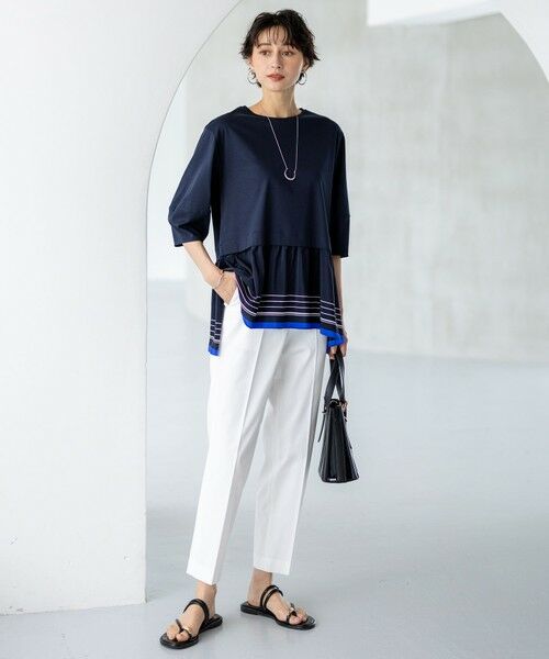 L size ONWARD(大きいサイズ) / エルサイズオンワード カットソー | 【汗じみ防止加工】スカーフプリントコンビ ヘムデザイン チュニック | 詳細11